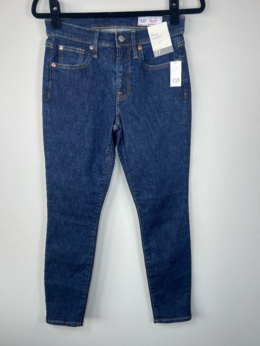 Gap Mid Rise Tru Skinny Jeans Dark Blue Denim Wash Pockets Stretch Classic 27/4S